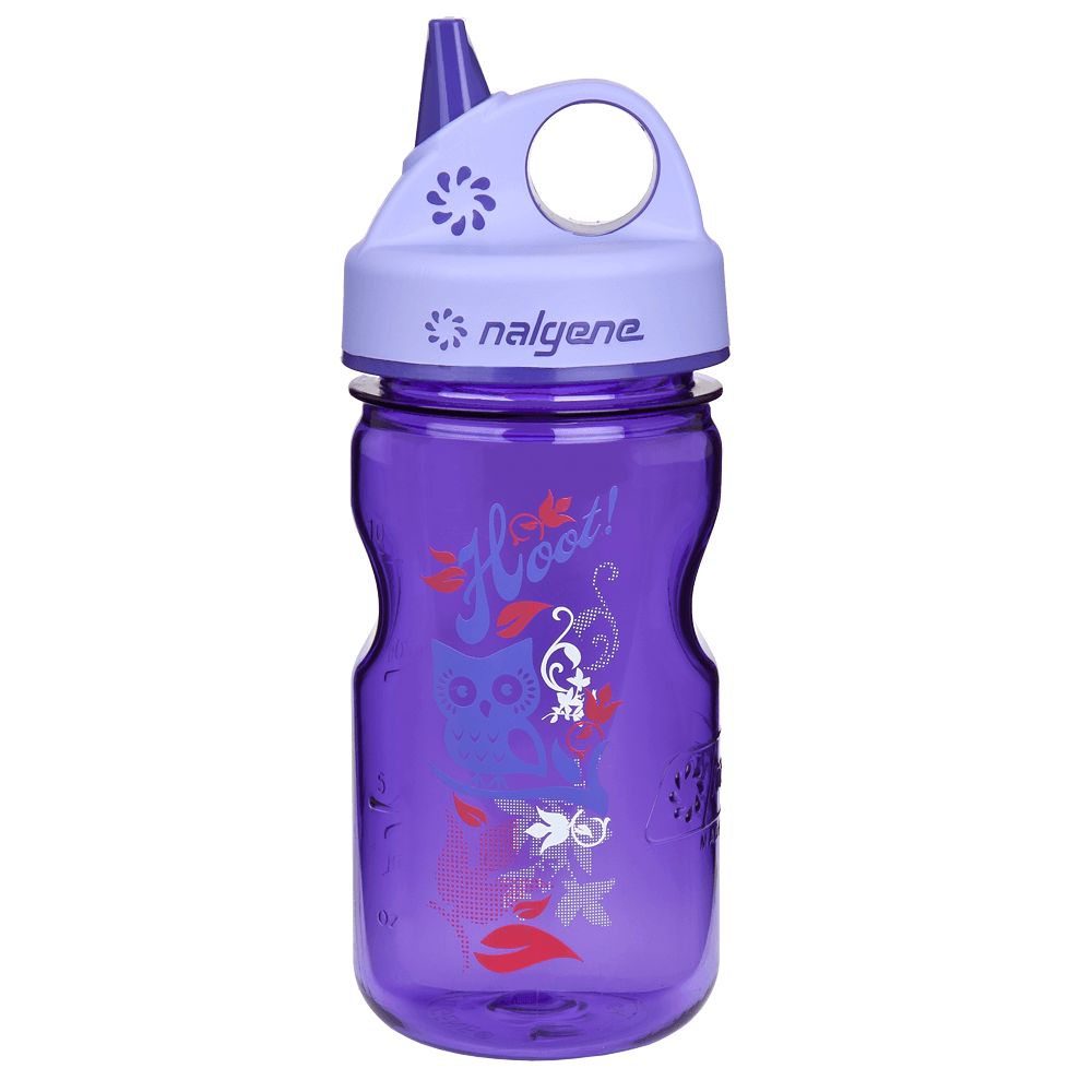 Detská fľaša na pitie Nalgene Grip&#39;n Gulp Purple Hoot